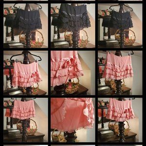 Bundle of 2 Adorable Silk Ruffle Mini Skirts ~ Small